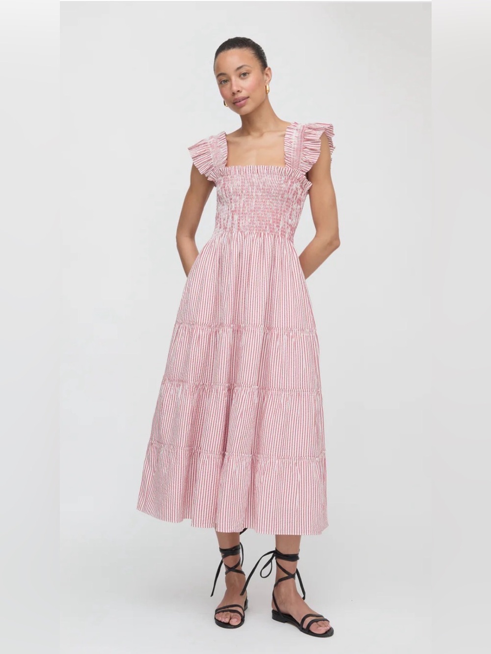 Hill House The Ellie Nap Dress PinkTicking Stripe